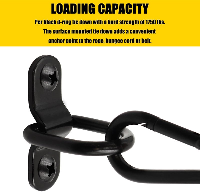 ZOSANY 12PCS D Rings Tie Down Anchors Hooks, 1/4" Tie Down Anchors for Trailer, Heavy Duty Tie Down Anchors 1750LBS with Carabiner D Rings for Trucks RV Camper Van Boats Motorcycles Surface Mount - Image 5